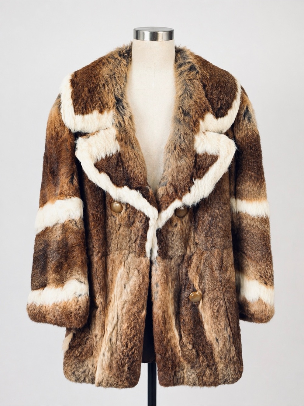 Vintage REAL Fur Coat, rabbit and coyote